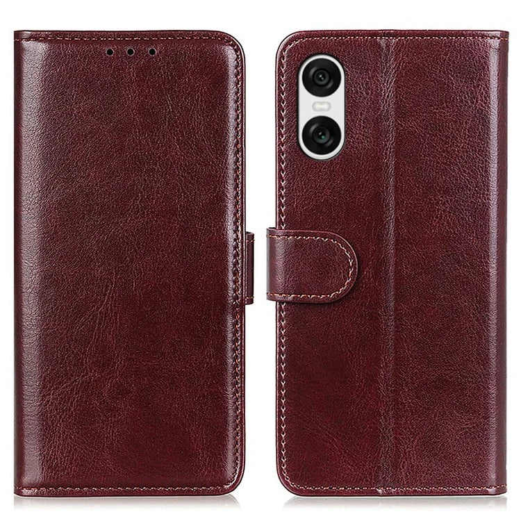 For Sony Xperia 10 VI Case Flip PU Leather Crazy Horse Texture Phone Cover