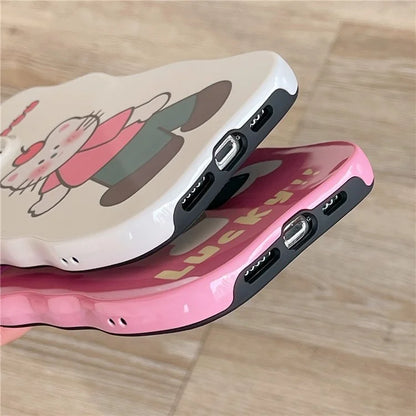 For iPhone 14 Pro Case Cute Animal Pattern Wavy Edge TPU Phone Cover