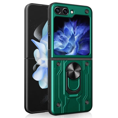 For Samsung Galaxy Z Flip6 5G Case PC+TPU Kickstand Magnetic Car Mount Phone Coverish Green