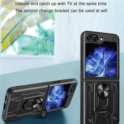 For Samsung Galaxy Z Flip6 5G Case PC+TPU Kickstand Magnetic Car Mount Phone Coverish Green