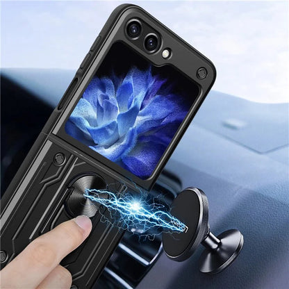 For Samsung Galaxy Z Flip6 5G Case PC+TPU Kickstand Magnetic Car Mount Phone Coverish Green