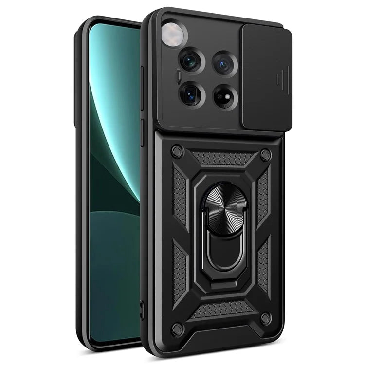 For OnePlus 12 5G Anti-Scratch Phone Shell PC+TPU Phone Cover with Lens Protector+Kickstand