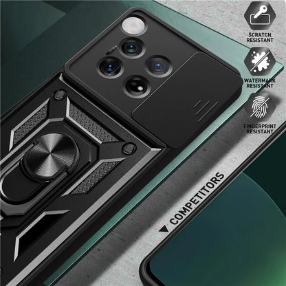 For OnePlus 12 5G Anti-Scratch Phone Shell PC+TPU Phone Cover with Lens Protector+Kickstand