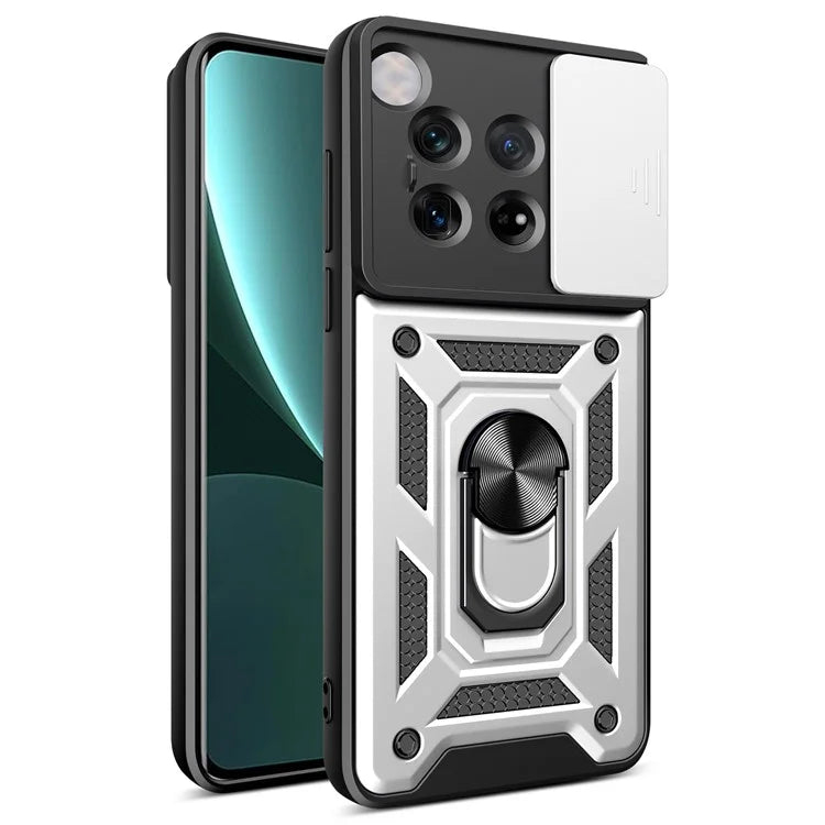 For OnePlus 12 5G Anti-Scratch Phone Shell PC+TPU Phone Cover with Lens Protector+Kickstand