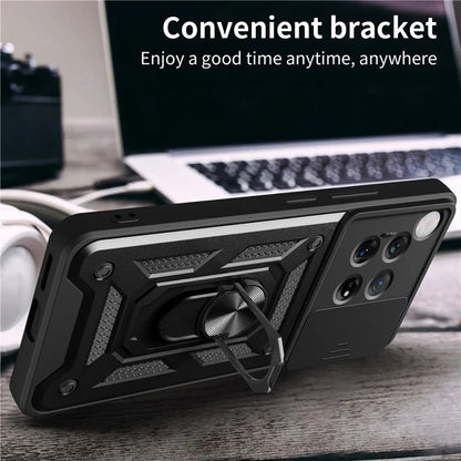 For OnePlus 12 5G Anti-Scratch Phone Shell PC+TPU Phone Cover with Lens Protector+Kickstand