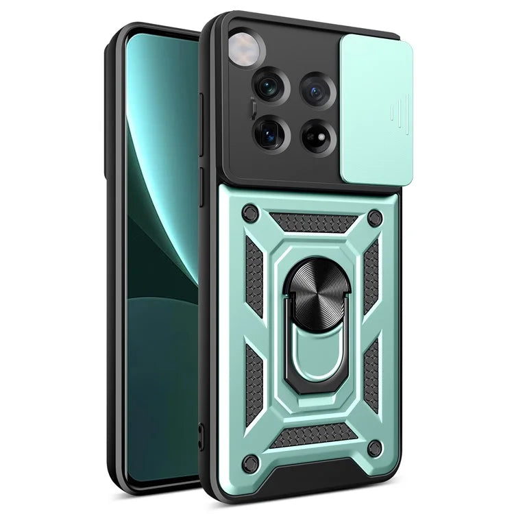 For OnePlus 12 5G Anti-Scratch Phone Shell PC+TPU Phone Cover with Lens Protector+Kickstand