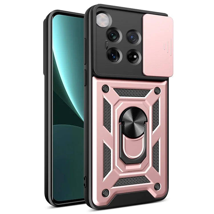For OnePlus 12 5G Anti-Scratch Phone Shell PC+TPU Phone Cover with Lens Protector+Kickstand