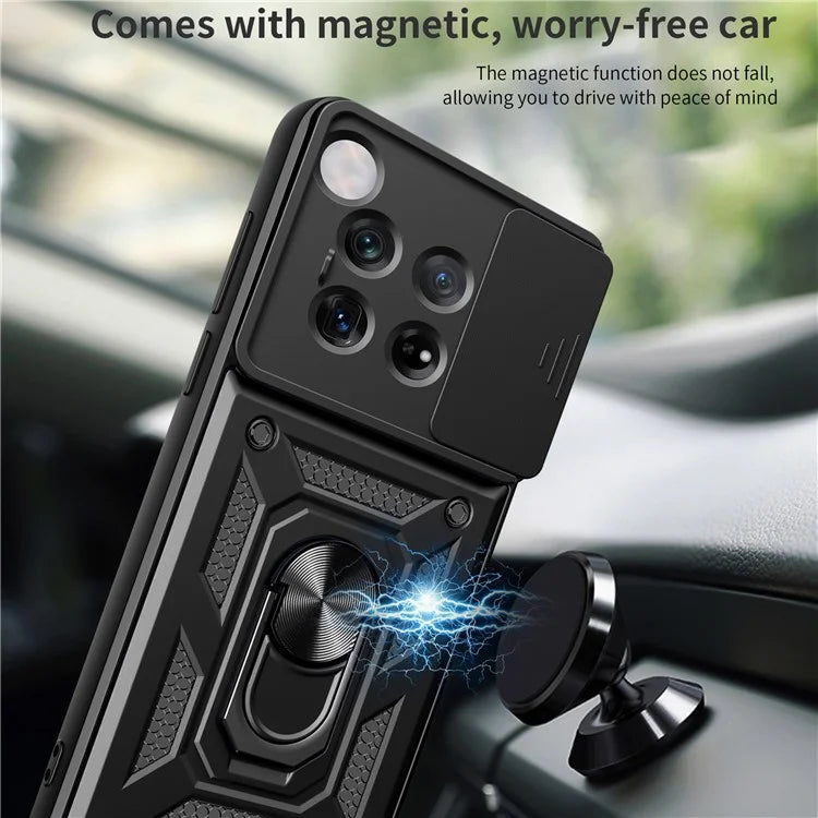 For OnePlus 12 5G Anti-Scratch Phone Shell PC+TPU Phone Cover with Lens Protector+Kickstand