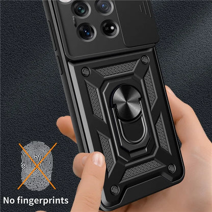 For OnePlus 12 5G Anti-Scratch Phone Shell PC+TPU Phone Cover with Lens Protector+Kickstand
