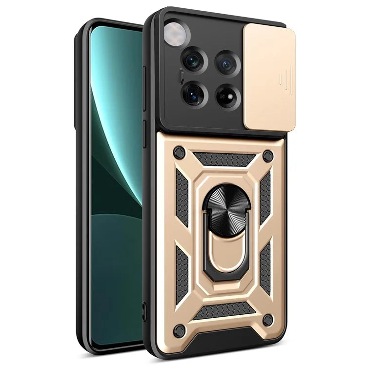 For OnePlus 12 5G Anti-Scratch Phone Shell PC+TPU Phone Cover with Lens Protector+Kickstand