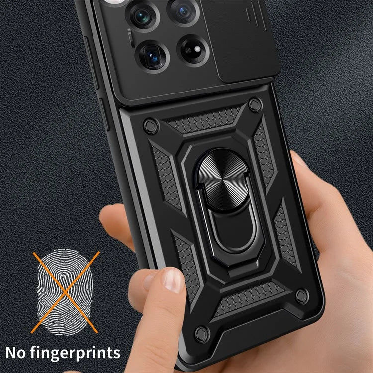 For OnePlus 12 5G Anti-Scratch Phone Shell PC+TPU Phone Cover with Lens Protector+Kickstand