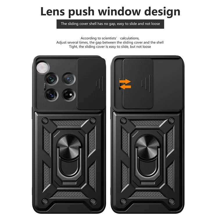 For OnePlus 12 5G Anti-Scratch Phone Shell PC+TPU Phone Cover with Lens Protector+Kickstand