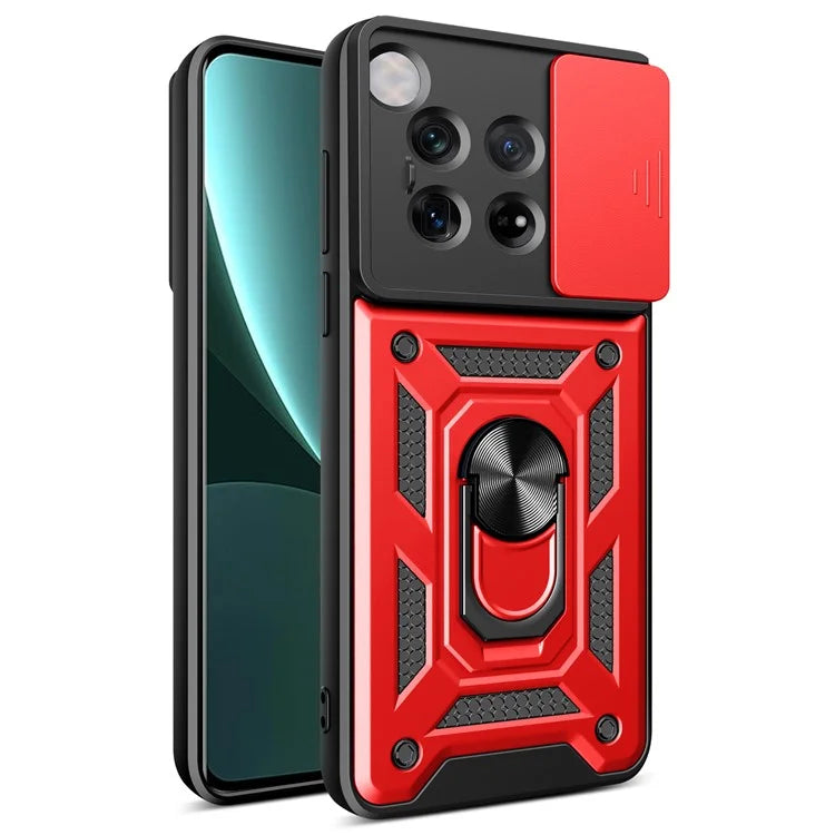 For OnePlus 12 5G Anti-Scratch Phone Shell PC+TPU Phone Cover with Lens Protector+Kickstand