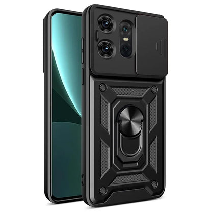 For Motorola Edge 50 Pro 5G Case PC+TPU Back Cover with Lens Protector + Kickstand