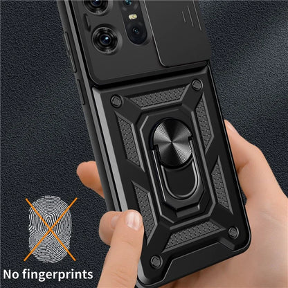 For Motorola Edge 50 Pro 5G Case PC+TPU Back Cover with Lens Protector + Kickstand