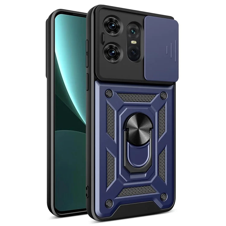 For Motorola Edge 50 Pro 5G Case PC+TPU Back Cover with Lens Protector + Kickstand