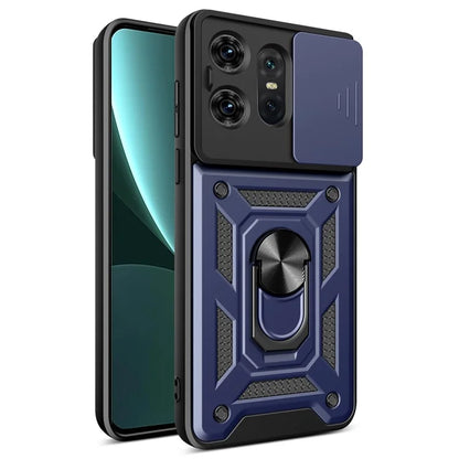 For Motorola Edge 50 Pro 5G Case PC+TPU Back Cover with Lens Protector + Kickstand