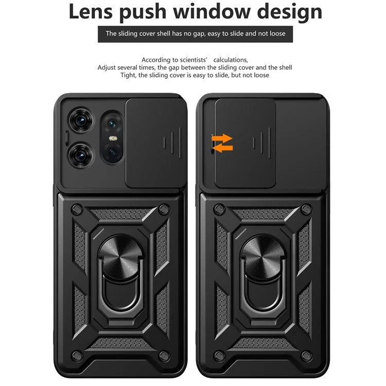 For Motorola Edge 50 Pro 5G Case PC+TPU Back Cover with Lens Protector + Kickstand