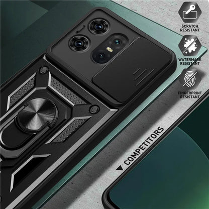 For Motorola Edge 50 Pro 5G Case PC+TPU Back Cover with Lens Protector + Kickstand