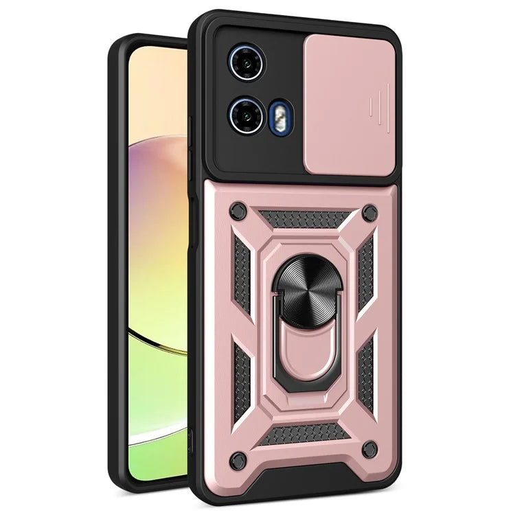 For 	Motorola Moto G34 5G Case PC+TPU Phone Protective Cover with Lens Protector Kickstand Phone Shell