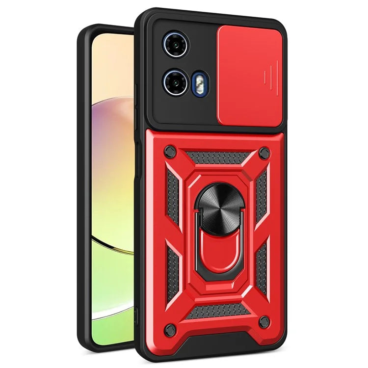 For 	Motorola Moto G34 5G Case PC+TPU Phone Protective Cover with Lens Protector Kickstand Phone Shell