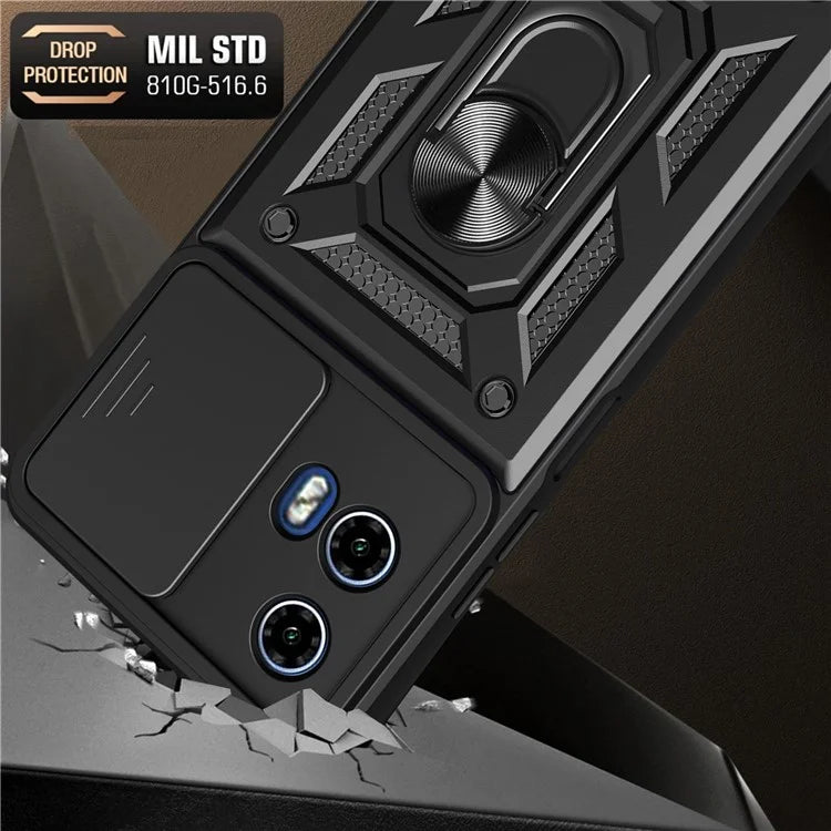 For 	Motorola Moto G34 5G Case PC+TPU Phone Protective Cover with Lens Protector Kickstand Phone Shell