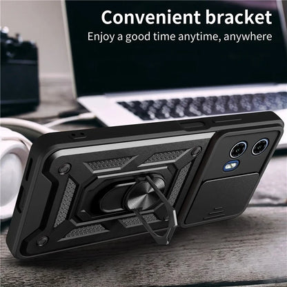 For 	Motorola Moto G34 5G Case PC+TPU Phone Protective Cover with Lens Protector Kickstand Phone Shell