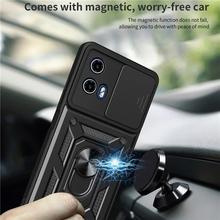 For 	Motorola Moto G34 5G Case PC+TPU Phone Protective Cover with Lens Protector Kickstand Phone Shell