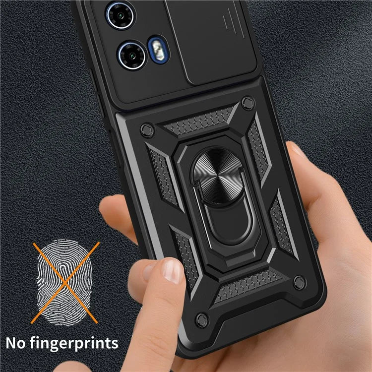 For 	Motorola Moto G34 5G Case PC+TPU Phone Protective Cover with Lens Protector Kickstand Phone Shell