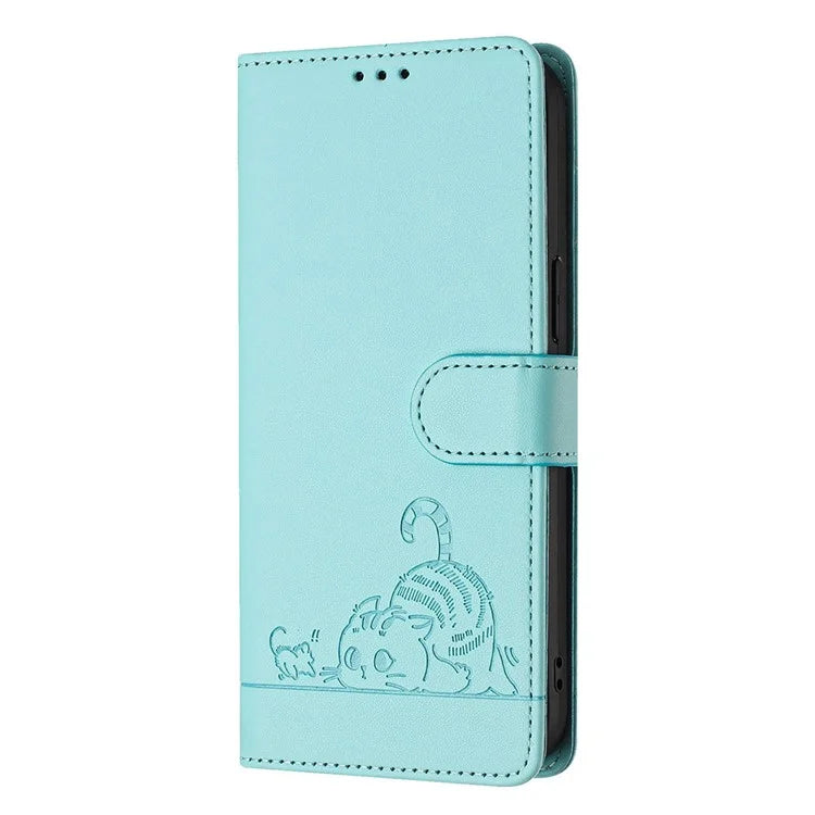YB Imprinting Series-9 for iPhone 15 Pro Max Case RFID Blocking Pattern Imprint Leather Phone Cover
