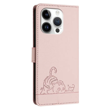 YB Imprinting Series-9 for iPhone 15 Pro Max Case RFID Blocking Pattern Imprint Leather Phone Cover