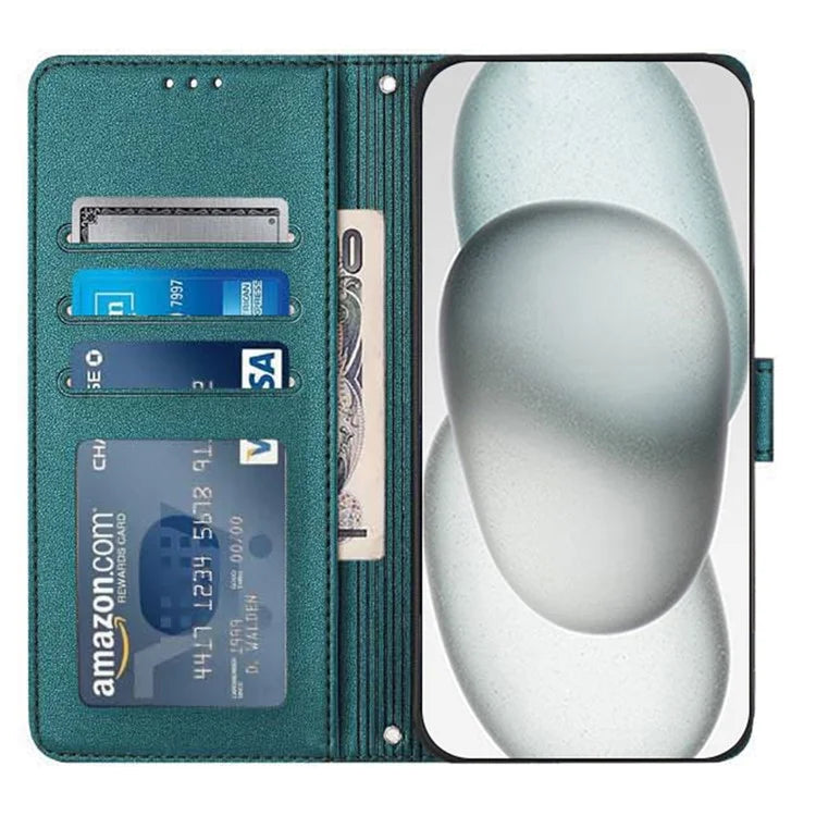 YB Imprinting Series-9 for iPhone 15 Pro Max Case RFID Blocking Pattern Imprint Leather Phone Cover