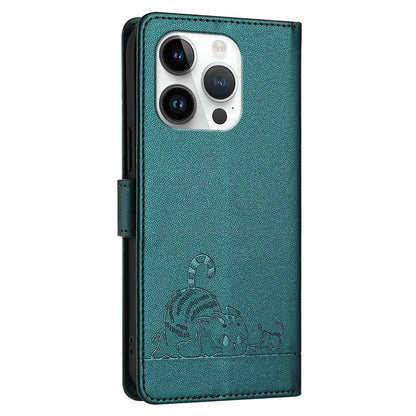 YB Imprinting Series-9 for iPhone 15 Pro Max Case RFID Blocking Pattern Imprint Leather Phone Cover