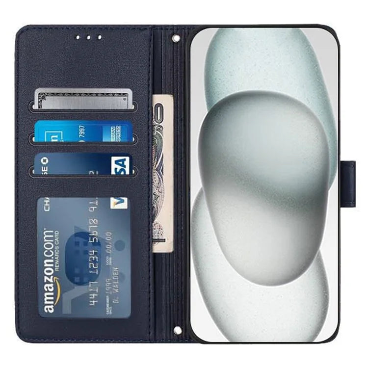 YB Imprinting Series-9 for iPhone 15 Pro Max Case RFID Blocking Pattern Imprint Leather Phone Cover