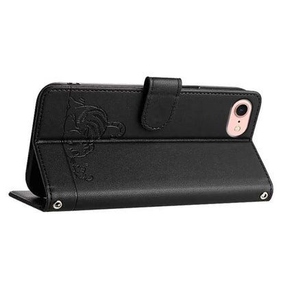 YB Imprinting Series-9 for iPhone SE (2024) Case Cat Mouse Pattern RFID Blocking Leather Cover