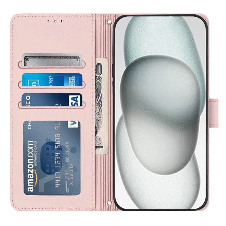 YB Imprinting Series-9 for iPhone SE (2024) Case Cat Mouse Pattern RFID Blocking Leather Cover
