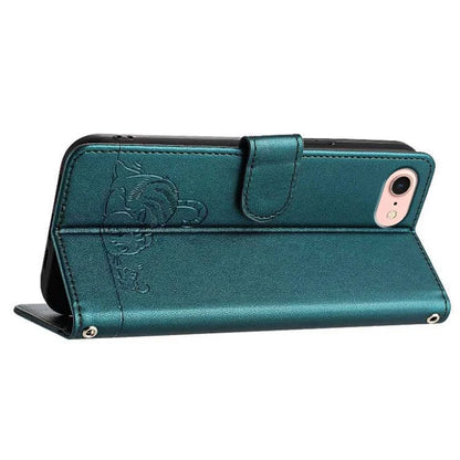 YB Imprinting Series-9 for iPhone SE (2024) Case Cat Mouse Pattern RFID Blocking Leather Cover
