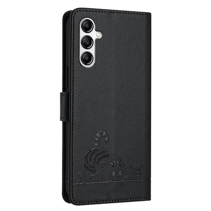 YB Imprinting Series-9 for Samsung Galaxy A14 4G / A14 5G Case RFID Blocking Pattern Imprint Leather Phone Shell
