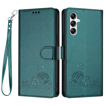 YB Imprinting Series-9 for Samsung Galaxy A14 4G / A14 5G Case RFID Blocking Pattern Imprint Leather Phone Shell