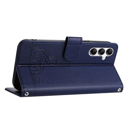 YB Imprinting Series-9 for Samsung Galaxy A14 4G / A14 5G Case RFID Blocking Pattern Imprint Leather Phone Shell