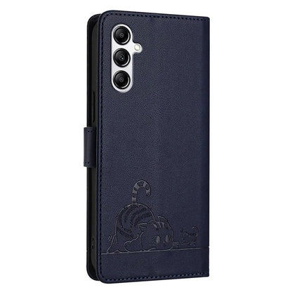 YB Imprinting Series-9 for Samsung Galaxy A14 4G / A14 5G Case RFID Blocking Pattern Imprint Leather Phone Shell