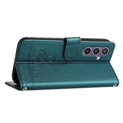 YB Imprinting Series-9 for Samsung Galaxy S23 FE Case RFID Blocking Cat Mouse Pattern Handbag Leather Phone Cover
