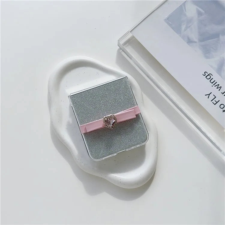For Samsung Galaxy Z Flip5 5G Glittery Powder Phone Case P Phone Cover with Cute Bowknot