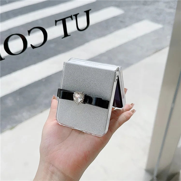 For Samsung Galaxy Z Flip5 5G Glittery Powder Phone Case P Phone Cover with Cute Bowknot