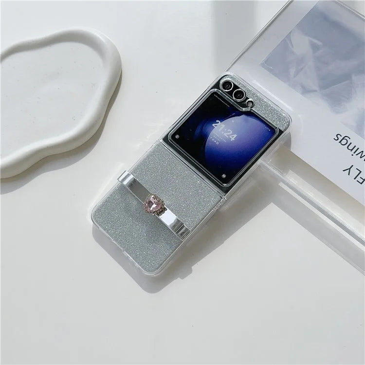 For Samsung Galaxy Z Flip5 5G Glittery Powder Phone Case P Phone Cover with Cute Bowknot
