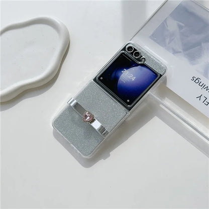 For Samsung Galaxy Z Flip5 5G Glittery Powder Phone Case P Phone Cover with Cute Bowknot