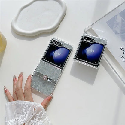 For Samsung Galaxy Z Flip5 5G Glittery Powder Phone Case P Phone Cover with Cute Bowknot