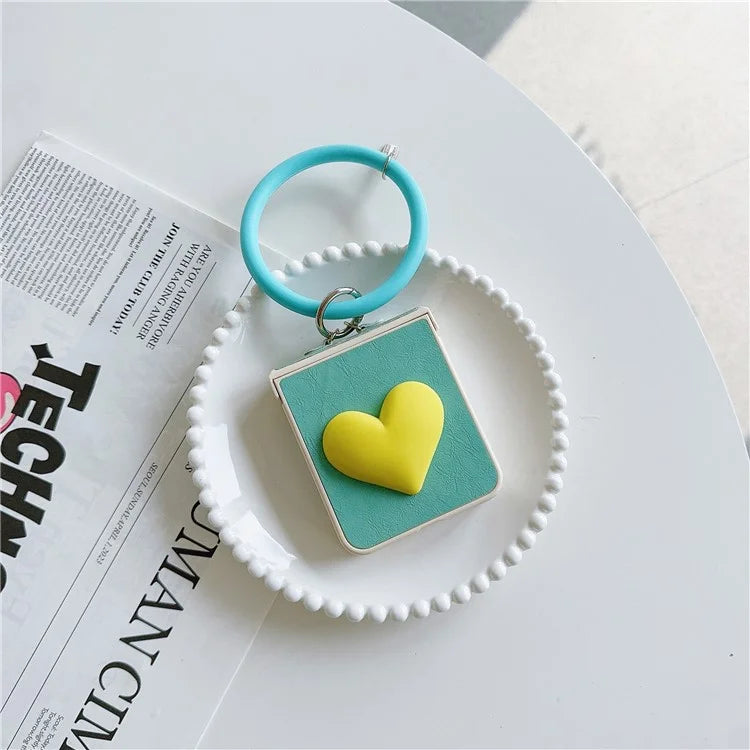 For Samsung Galaxy Z Flip5 5G Cover PU Leather+PC Phone Protective Case with Round Wristband Crazy Horse Texture