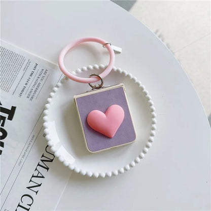 For Samsung Galaxy Z Flip5 5G Cover PU Leather+PC Phone Protective Case with Round Wristband Crazy Horse Texture