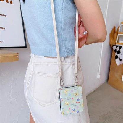 For Samsung Galaxy Z Flip5 5G Folding Phone Case Butterfly Pattern Leather+PC Cover with Crossbody Strap